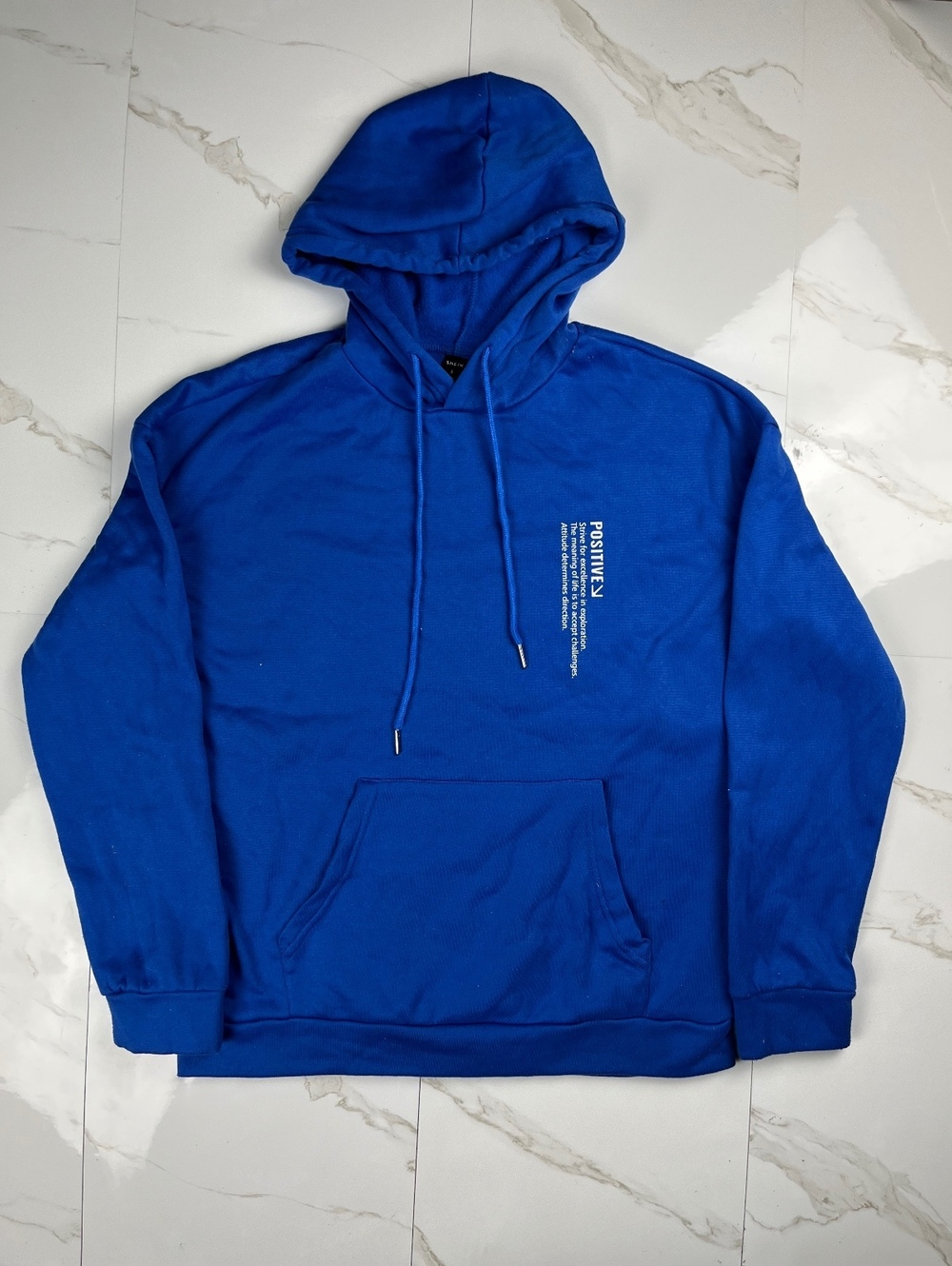 Blue Hoodie with Positive Quote Print